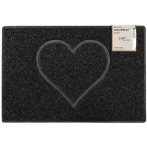 Heart Medium Embossed Doormat in Black - size Medium (75*44cm) - color Black - Black