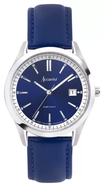 Accurist 74010 Everyday Mens Blue Dial Blue Leather Watch