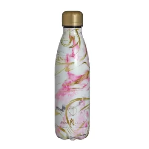 Beau and Elliot Quartz 500ml Stainless Steel Insulated Drinks Bottle White, Pink and Olive