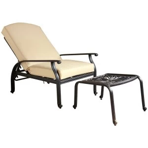 Charles Bentley Cast Aluminium Reclining Chair with Footstool