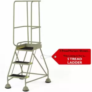 5 Tread Mobile Warehouse Steps & Guardrail beige 2.2m Portable Safety Stairs