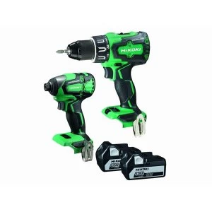 HiKOKI KC18DBFL2 18V Combi Drill and Impact Driver Twin Pack With 2 x 5.0Ah Batteries, Case And Charger