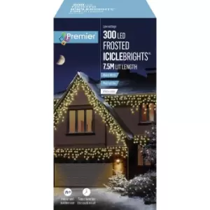 Premier Decorations 300L Multi Action Frosted Cap Icicles White Cable - Warm White LED