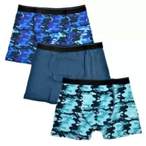 Tom Franks Boys Camo Boxers (Pack Of 3) (11-12 Years) (Blue Camo)
