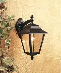1 Light Outdoor 4 Panel Lantern - Downlight Black IP43, E27
