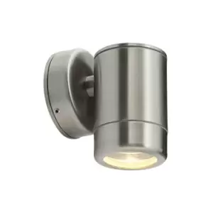 Odyssey - Outdoor Wall Lamp IP65 7W Brushed Stainless Steel & Clear Glass 1 Light Dimmable IP65 - GU10 - Saxby Lighting