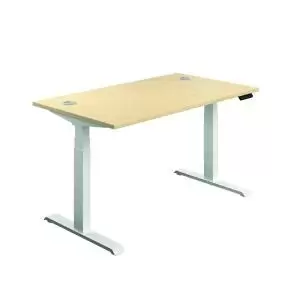 Jemini SitStand Desk with Cable Ports 1400x800x630-1290mm MapleWhite
