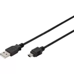 Digitus USB cable USB 2.0 USB-A plug, USB-Mini-B plug 3m Black AK-300108-030-S