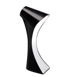 Ora Table Lamp 1 Light E27, Gloss Black, White Acrylic, Polished Chrome