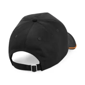 Beechfield Authentic Piped 5 Panel Cap (One Size) (Black/Orange)