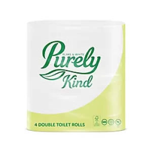 Purely Kind Toilet Rolls White Plastic Free Pack of 4
