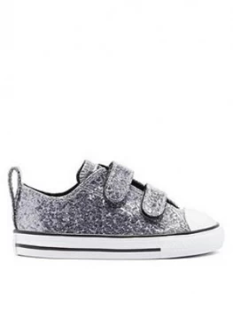 Converse Chuck Taylor All Star Infants 2V Ox Glitter Coated Plimsolls - Silver