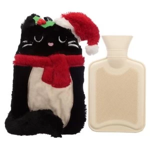 Plush Feline Festive Plush Cat Christmas 1L Hot Water Bottle