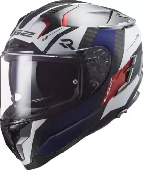 LS2 FF327 Challenger Alloy Carbon Helmet, white-red-blue, Size S, white-red-blue, Size S