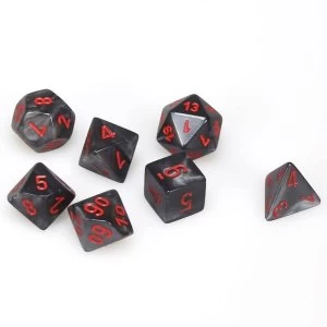 Chessex Poly 7 Dice Set: Velvet Black/red