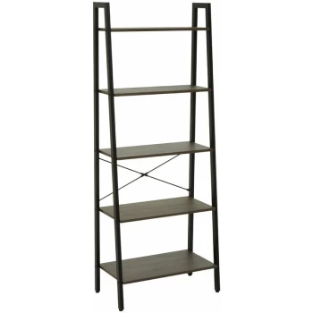 Bradbury Five Tier Dark Oak Veneer Ladder Shelf Unit - Premier Housewares
