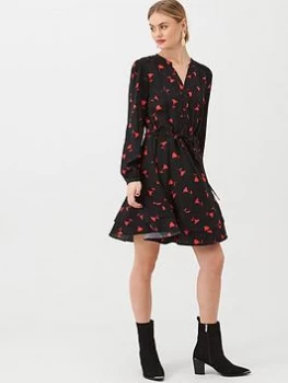Oasis Rose Bud Shirt Dress - Multi/Black, Multi Black, Size 10, Women
