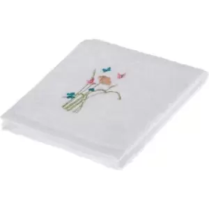 HOMESCAPES Turkish Cotton Embroidered Butterfly White Face Cloth - White
