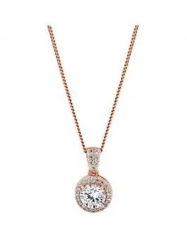 Simply Silver 14Ct Rose Gold Plated Sterling Silver Cubic Zirconia Crystal Clara Short Pendant Necklace