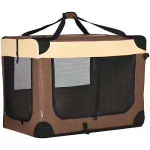 91cm Foldable Pet Carrier w/ Cushion for Large Dogs and Cats - Brown - Pawhut