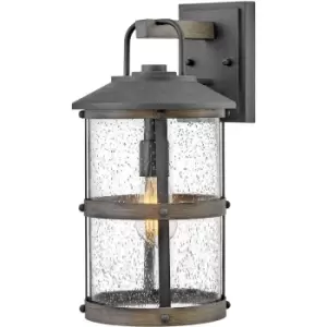 Quintiesse Hinkley Lakehouse Outdoor Wall Lantern Aged Zinc with Driftwood Grey, IP44
