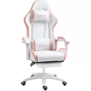 Vinsetto Racing Style Gaming Chair with Reclining Function Footrest, Pink - Pink