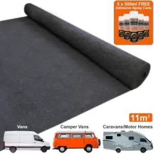 Tmech - Van Carpet Lining / Anthracite Dark Grey & 5 Adhesive Cans