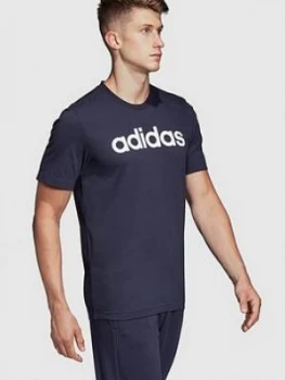 adidas Essential Linear Logo T-Shirt - Navy, Size XS, Men