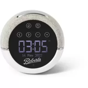 Roberts DAB FM Bluetooth bedside alarm clock with sleep sounds & device charging - White