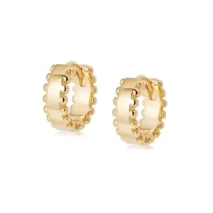 Daisy London Jewellery 18ct Gold Plated Sterling Silver Stacked Beaded Huggie Hoop Earrings 18Ct Gold Plate