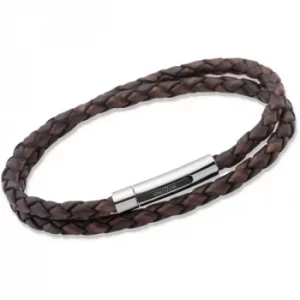 Unique Stainless Steel 21cm Brown Leather Bracelet B171ADB-21CM