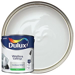 Dulux Walls & Ceilings Cornflower White Silk Emulsion Paint 2.5L