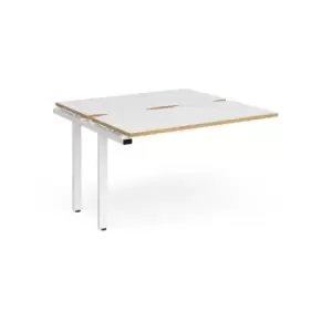 Bench Desk Add On Rectangular Desk 1200mm With Sliding Tops White/Oak Tops With White Frames 1200mm Depth Adapt