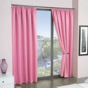 Emma Barclay Cali Thermal Woven Blackout Pencil Pleat Curtains, Pink, 66 x 90 Inch