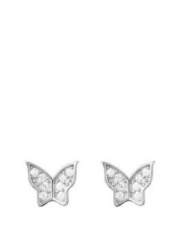 The Love Silver Collection Butterfly Cubic Zirconia Studs