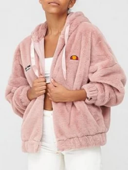 Ellesse Giovanna Faux Fur Jacket - Pink, Size 16, Women
