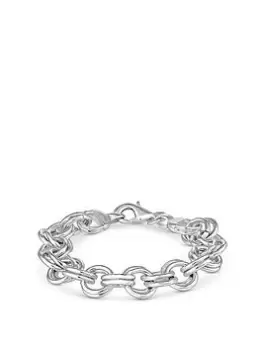 Mood Gold Polished Textured Chunky Chain Bracelet, Silver, Women