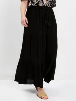 Evans Black Tiered Maxi Skirt, Black, Size 16, Women