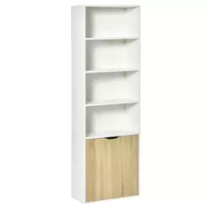 Homcom 2 Door 4 Shelves Bookcase Storage Cabinet Display Unit White Oak Effect Doors
