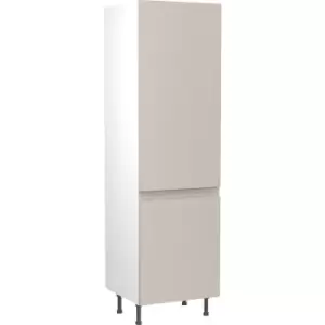 Kitchen Kit Flatpack J-Pull Kitchen Cabinet Tall Fridge & Freezer 70/30 Unit Super Gloss 600mm in Light Grey MFC