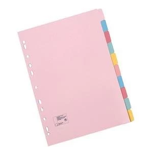 5 Star Office A5 File Dividers 10 Part Assorted Colours