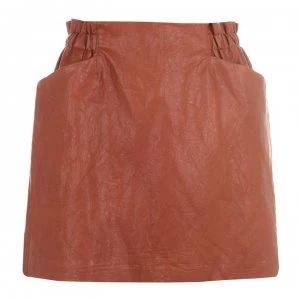 Only Faux Leather Mini Skirt - Ginger Bread