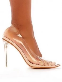 Public Desire Drank Clear Plastic Heeled Shoes - Nude