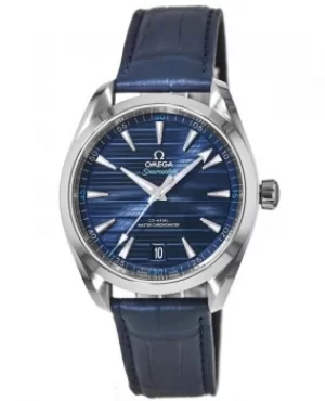 Omega Seamaster Aqua Terra 150m Master Co-Axial Chronometer Blue Dial Blue Leather Mens Watch 220.13.41.21.03.001 220.13.41.21.03.001