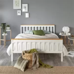 Atlantic Bed Frame in White with Natural Tops, size Super King