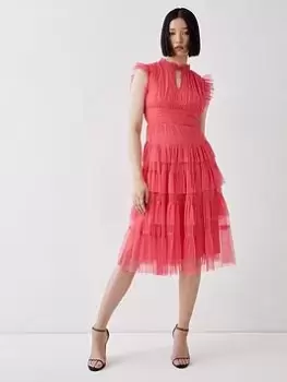 COAST Frill Sleeve Dress - Hot Pink, Size 16, Women