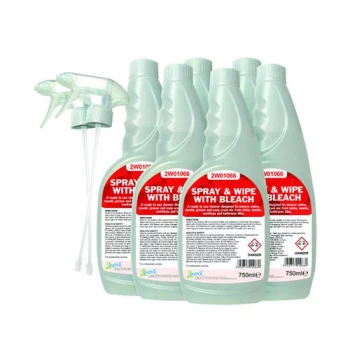 2Work Spray And Wipe With Bleach 750ml Pack of 6 256