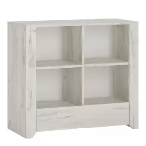 Angel 1 Drawer Low Bookcase In White Craft Oak Effect