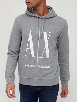 Armani Exchange AX Icon Logo Pullover Hoodie Grey Size L Men