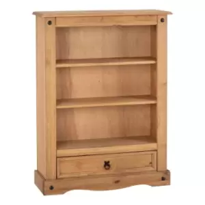 Seconique Corona 1 Drawer Bookcase - Distressed Waxed Pine